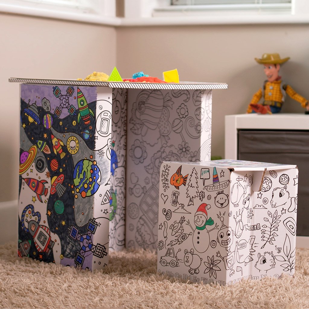 Pack a Desk JR colourable cardboard desk for children